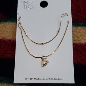 Time and Tru Gold Heart Pendant Necklace Set